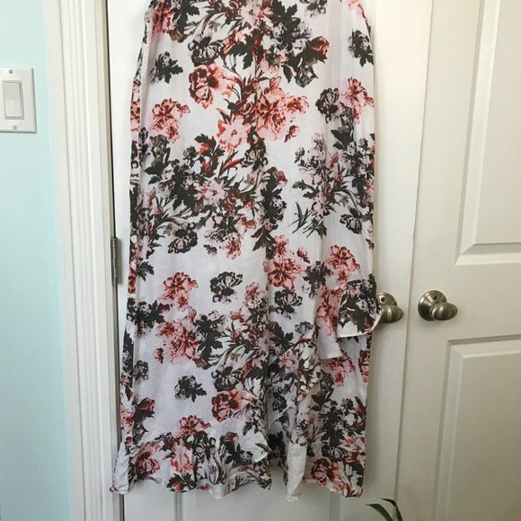 Lord + Taylor White Pink 100% Linen Floral Sleeveless Midi Maxi Dress - Picture 8 of 9